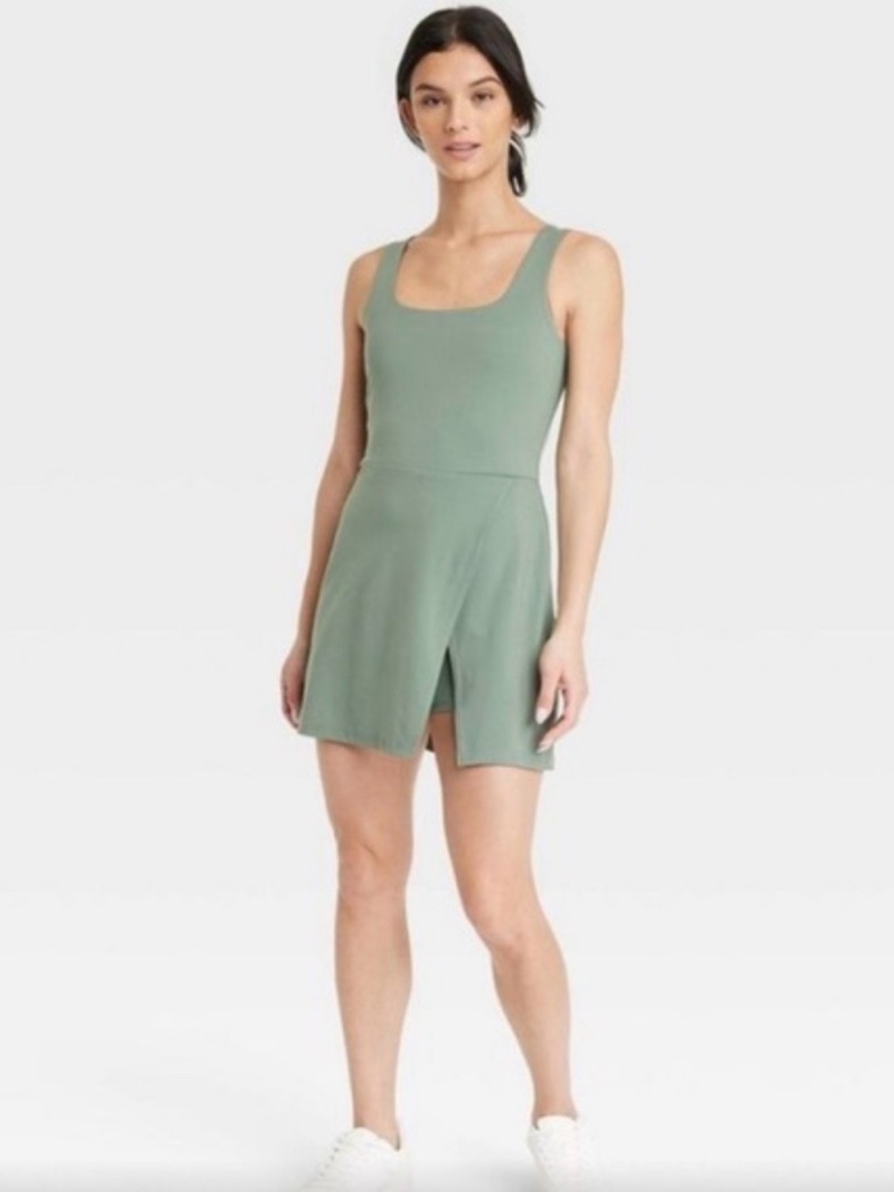 Sage Green Sleeveless Athletic Dress